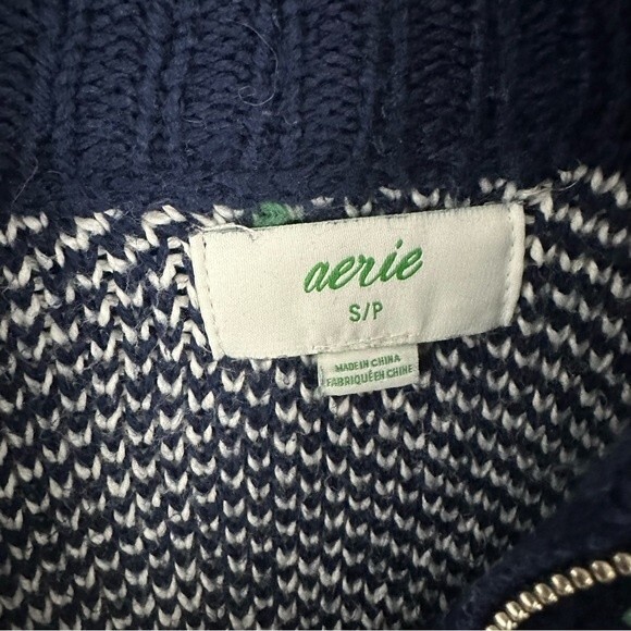 Aerie Navy Love Oversized Fairisle 1/4 Zip Pullover Size Small - Picture 11 of 15